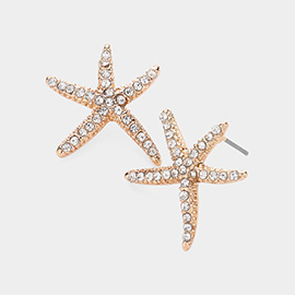 Stone Paved Starfish Stud Earrings
