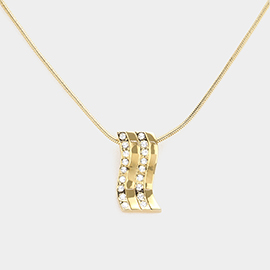 Rhinestone curve pendant necklace