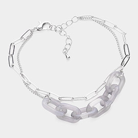 Celluloid Acetate Open Oval Link Double Layered Bracelet