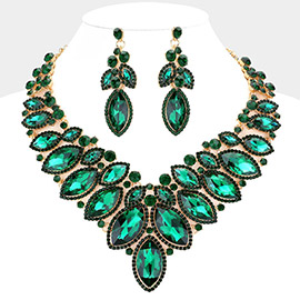 Marquise Stone Cluster Embellished Evening Necklace