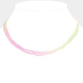 Gradation Seed Beaded Triple Layered Necklace