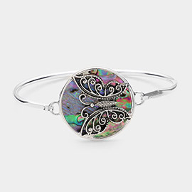 Abalone Butterfly Pointed Bangle Bracelet