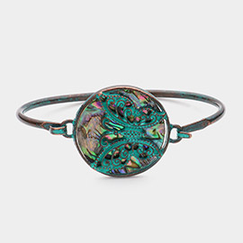 Abalone Butterfly Pointed Bangle Bracelet