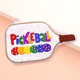 Pickleball Racket Message Seed Beaded Mini Pouch Bag