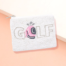 Golf Message Seed Beaded Mini Pouch Bag
