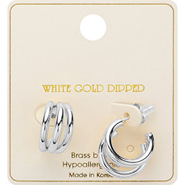 White Gold Dipped Triple Hoop Tango Earrings