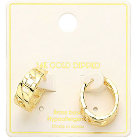 14K Gold Dipped Bold Chain Hoop Huggie Earrings