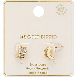 14K Gold Dipped CZ Stone Paved Mini Hoop Earrings