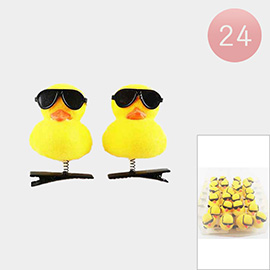 24PCS - Yellow Duck with Sunglasses Spring Alligator Snap Hair Clips