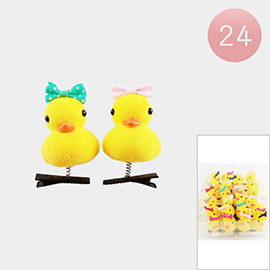 24PCS - Yellow Duck with Bow Spring Alligator Snap Hair Clips