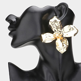 Textured Metal Flower Earrings