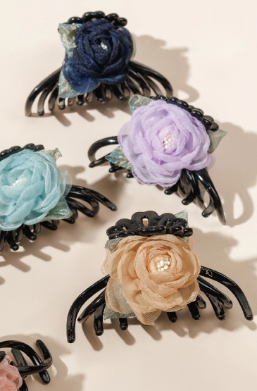 Wholesale Flower Rose Floral Hair Claw Clip Hair Accessories