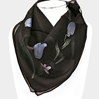 tulip flower printed SQUARE silk scarf