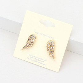 Crystal Accented Wing Stud Earrings