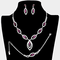 Marquise Rhinestone Necklace Jewelry Set