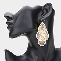 Filigree Leaf Cluster Silhouette Drop Earrings