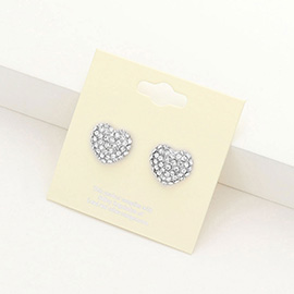 Crystal pave heart stud earrings
