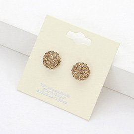 Crystal Paved Round Dome Stud Earrings