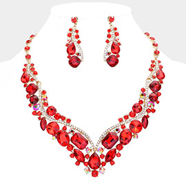 Glass Crystal Evening Necklace
