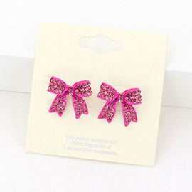 Pave bow stud earrings