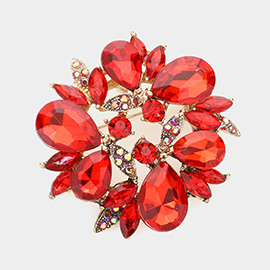 Glass Crystal Teardrop Wreath Pin Brooch