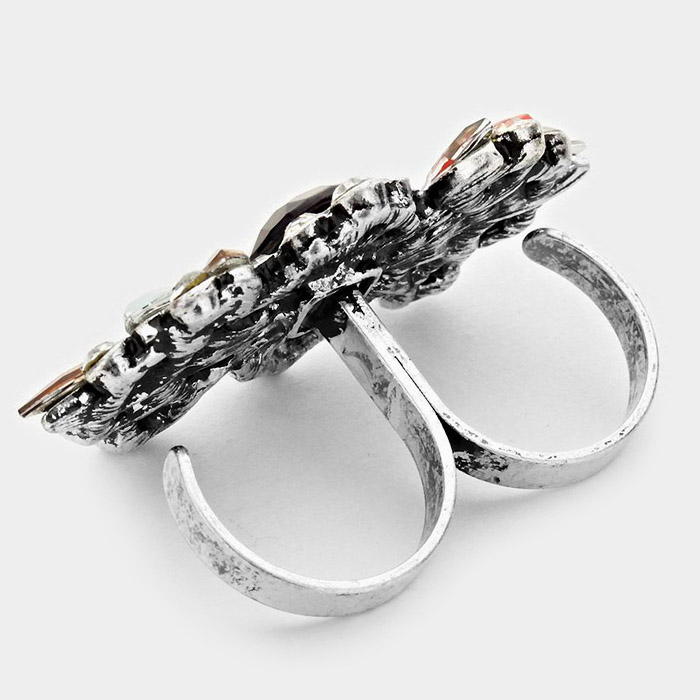 Crystal Statement Two Finger Ring
