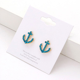 Crystal Pave Anchor Stud Earrings