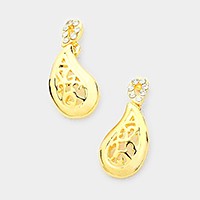 Crystal detail metal droplet earrings