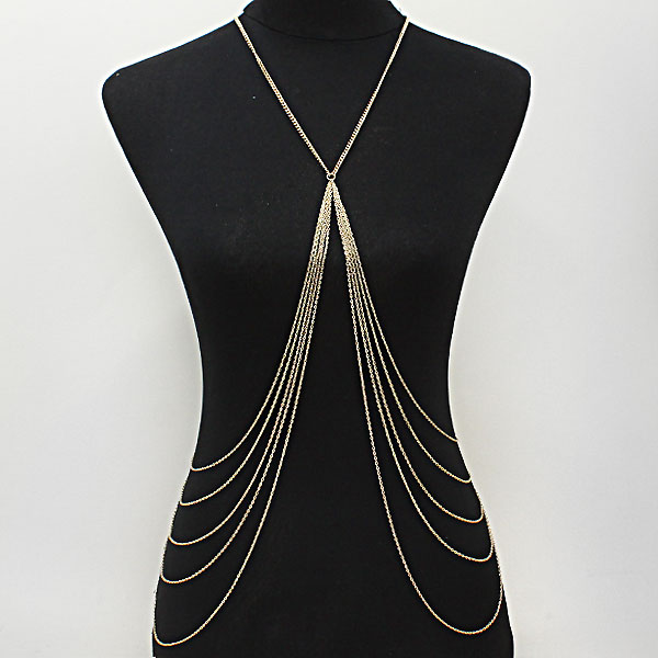 Metal Draped Necklace Body Chain