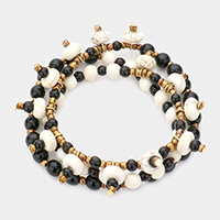 Howlite Bead Spike Stretchable Bracelet / Necklace