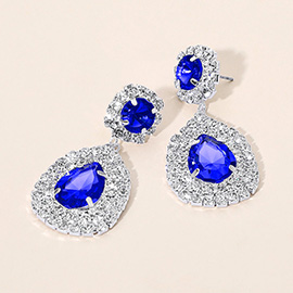Glass Crystal Teardrop Evening Earrings