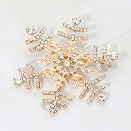 Rhinestone Pave Snowflake Pin Brooch