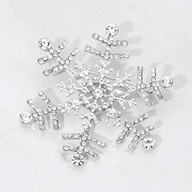 Rhinestone Pave Snowflake Pin Brooch