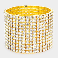 12-Row Crystal Rhinestone Stretchable Bracelet