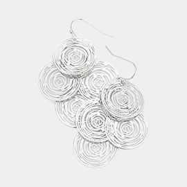 Rose Cut Out Disc Cluster Earrings