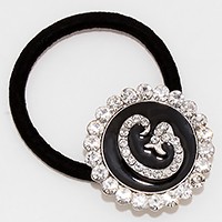 'G' Crystal Accented Monogram Ponytail Hair Band