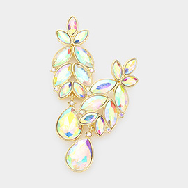 Crystal Teardrop Leaf Dangle Evening Earrings