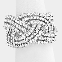 Twisted crystal rhinestone stretch ring