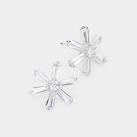 Crystal cubic zirconia CZ flower stud earrings