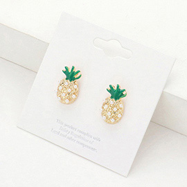 Pearl Enamel Pineapple Stud Earrings