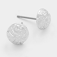 Textured metal dome stud earrings