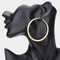 14K Gold Filled 2.5 Inch Metal Hoop Pin Catch Earrings