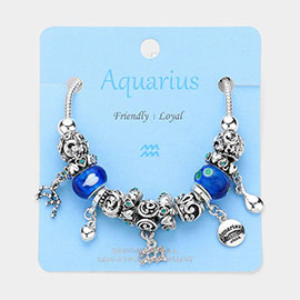AQUARIUS - Multi-Beads Zodiac Sign Charm Bracelet