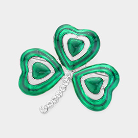 Lacquered Clover Pin Brooch