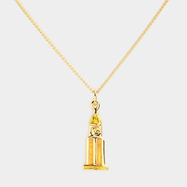 Golden clock tower pendant necklace