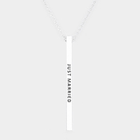 Just Married Metal Bar Pendant Necklace