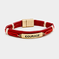 Weave Cord Courage Metal Bar Magnetic Bracelet