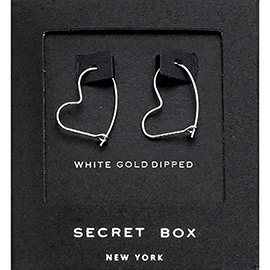 Secret Box _ White Gold Dipped Heart Hoop Earrings