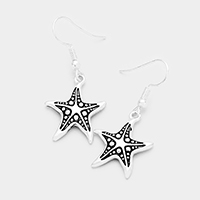 Antique Embossed Starfish Dangle Earrings