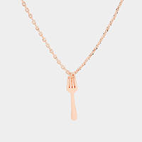 Brass Fork Pendant Necklace